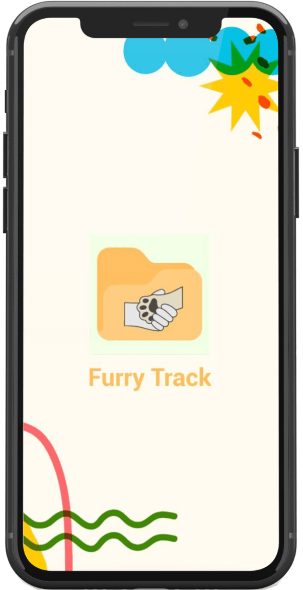 Screenshot of the Furry Track App showing pet management features